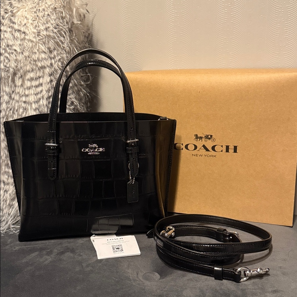 Coach “Mollie” croc tote crossbody
